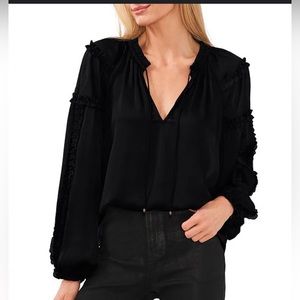 Chelsea & Violet Black ruffle arm blouse